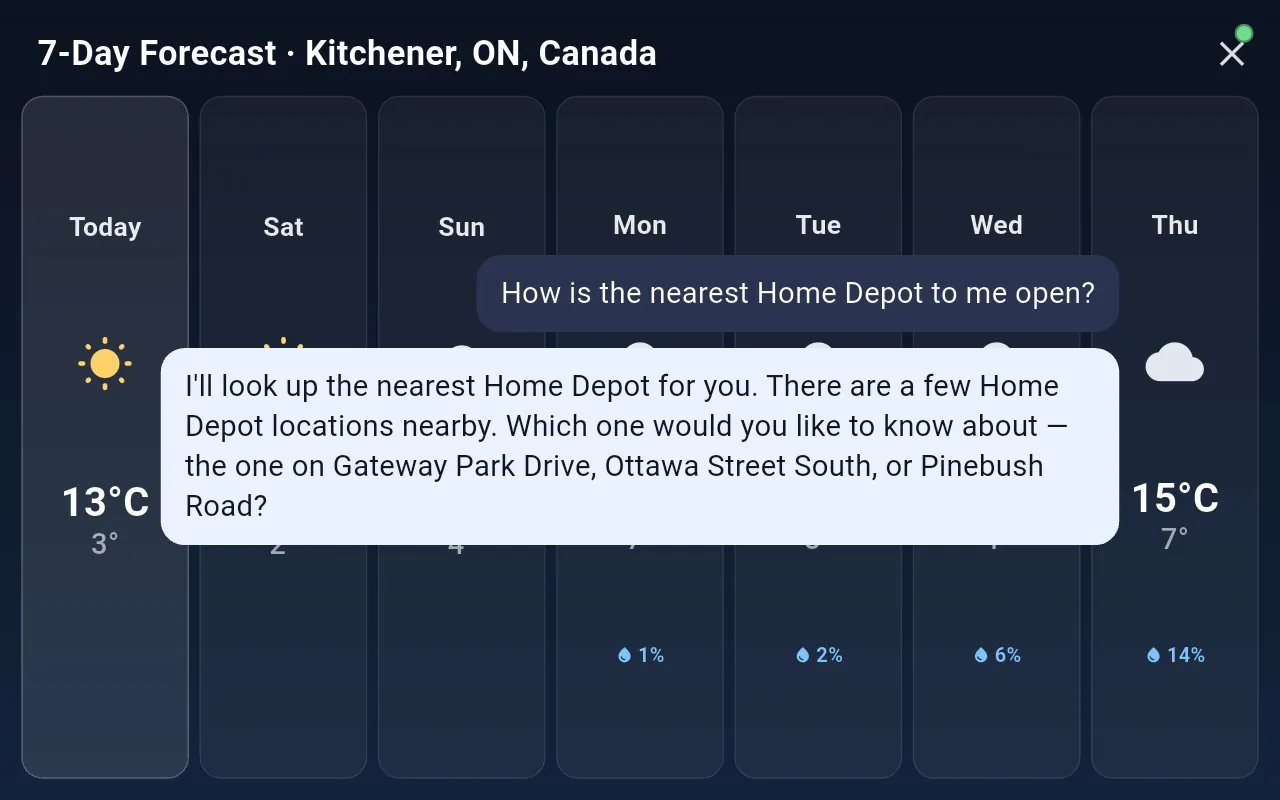 The assistant asking which Home Depot location